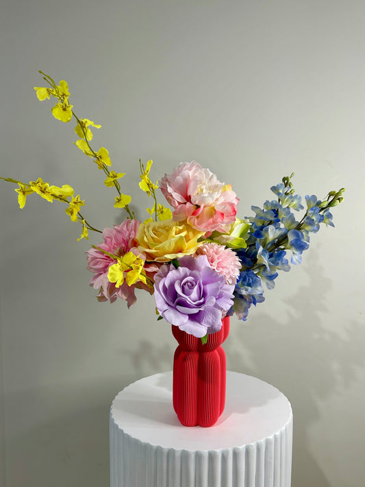 Small Pastel Arrangement & Pink 3D Printed Vase